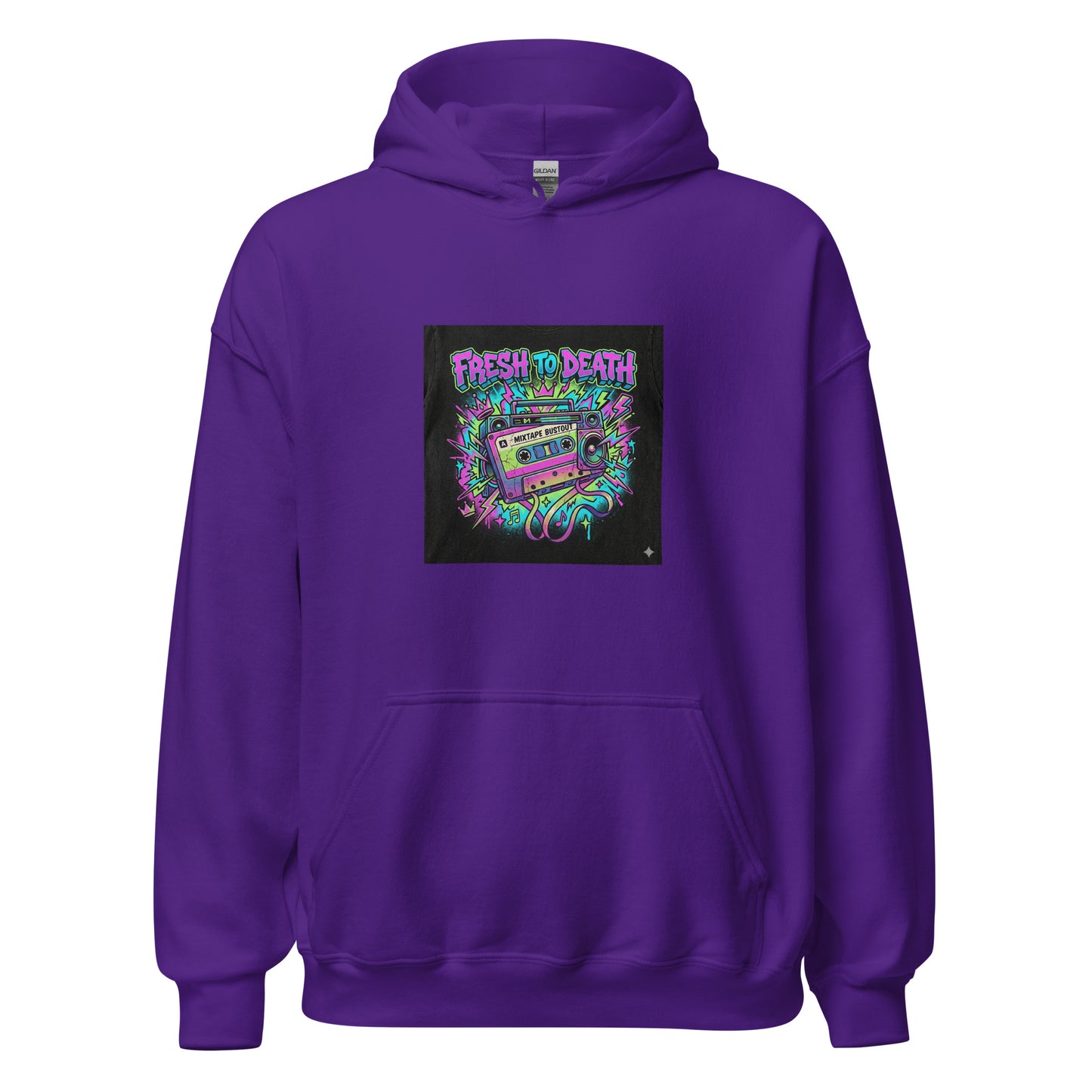 hoodie violet fresh to death oversize sweat boombox années 90 unisexe — Throwback