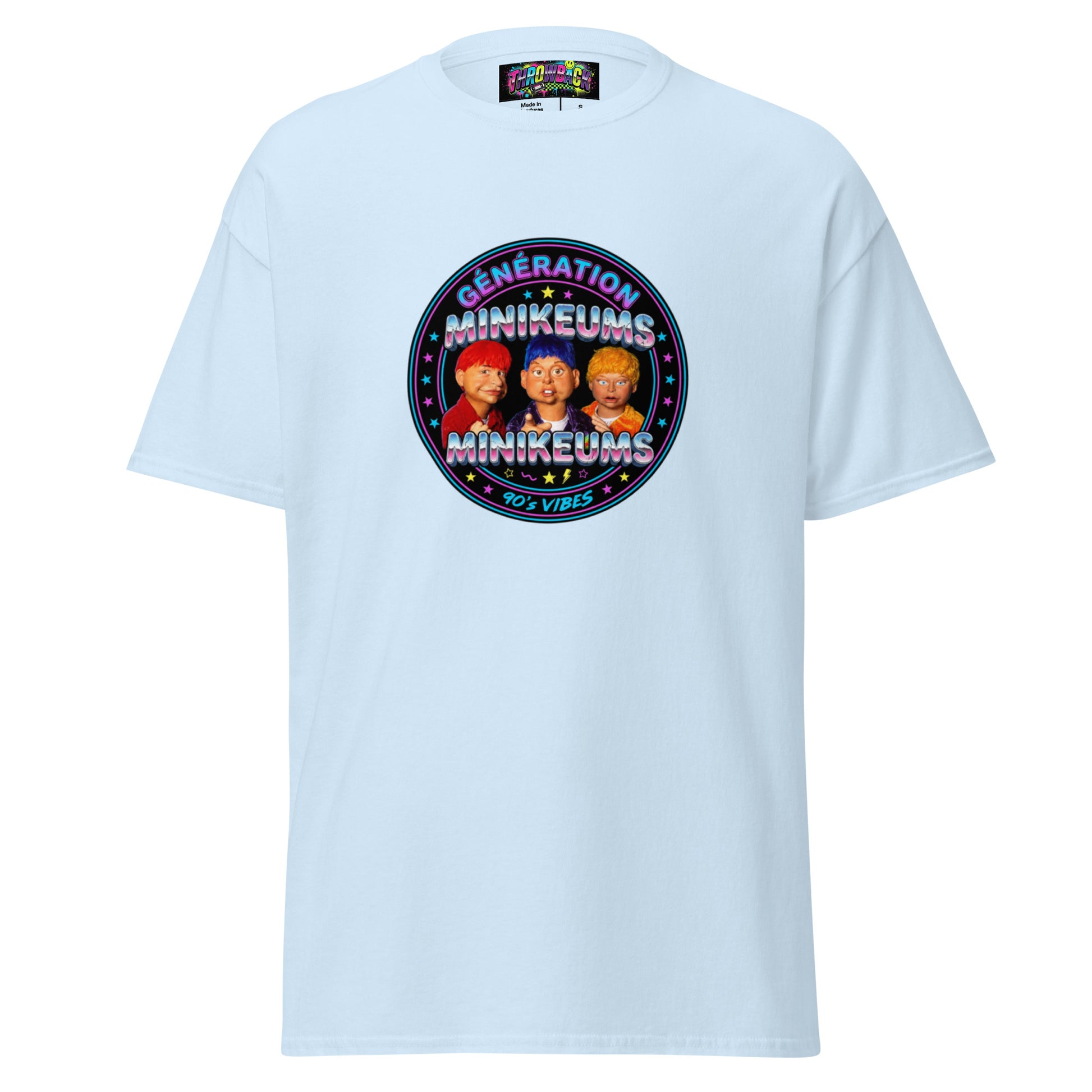 t-shirt bleu génération minikeums nostalgie TV 90s unisexe streetwear — Throwback