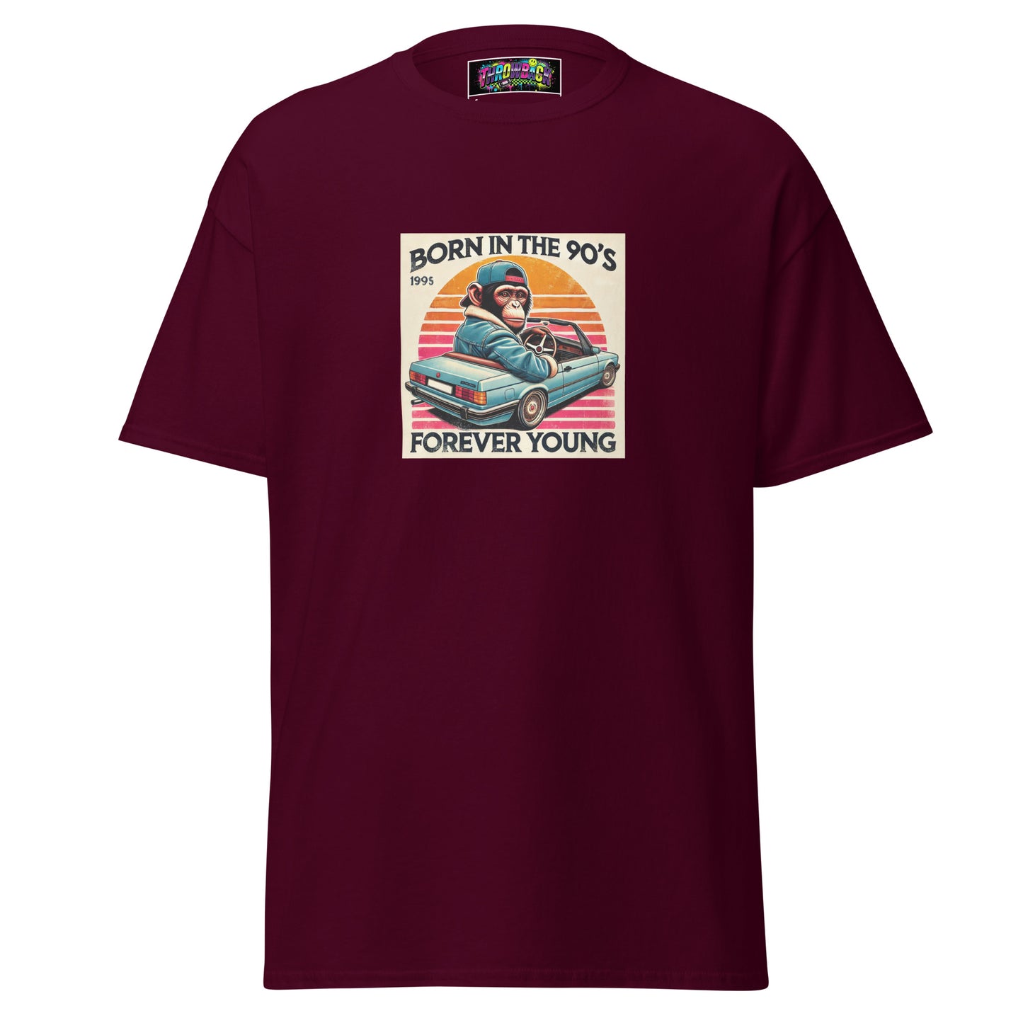 t-shirt bordeaux born in the 90s streetwear génération 90 unisexe — Throwback
