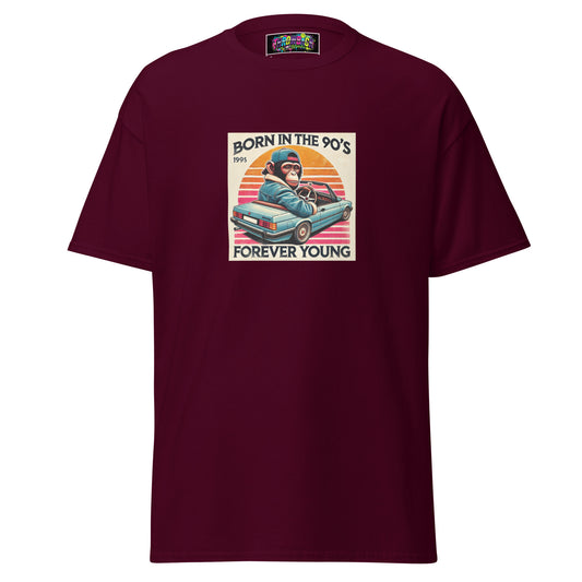 t-shirt bordeaux born in the 90s streetwear génération 90 unisexe — Throwback