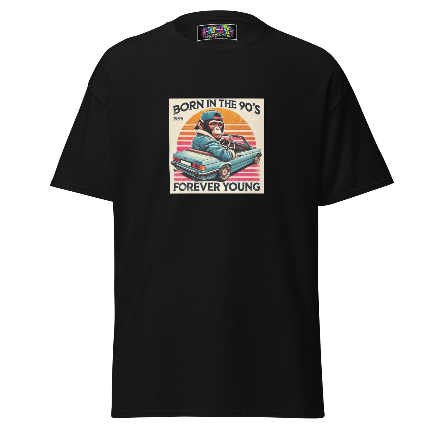 t-shirt noir born in the 90s badge génération streetwear années 90 — Throwback