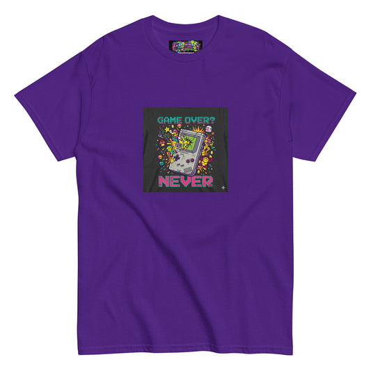 t-shirt violet game over never pixel art gaming années 90 gameboy — Throwback