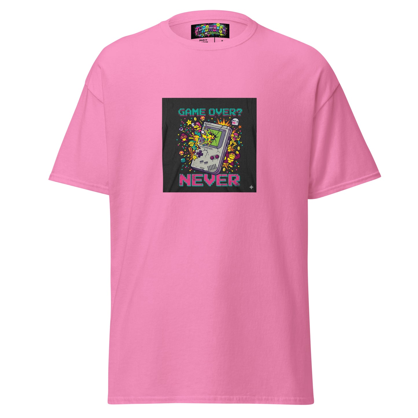 t-shirt rose game over never pixel art gameboy années 90 unisexe — Throwback
