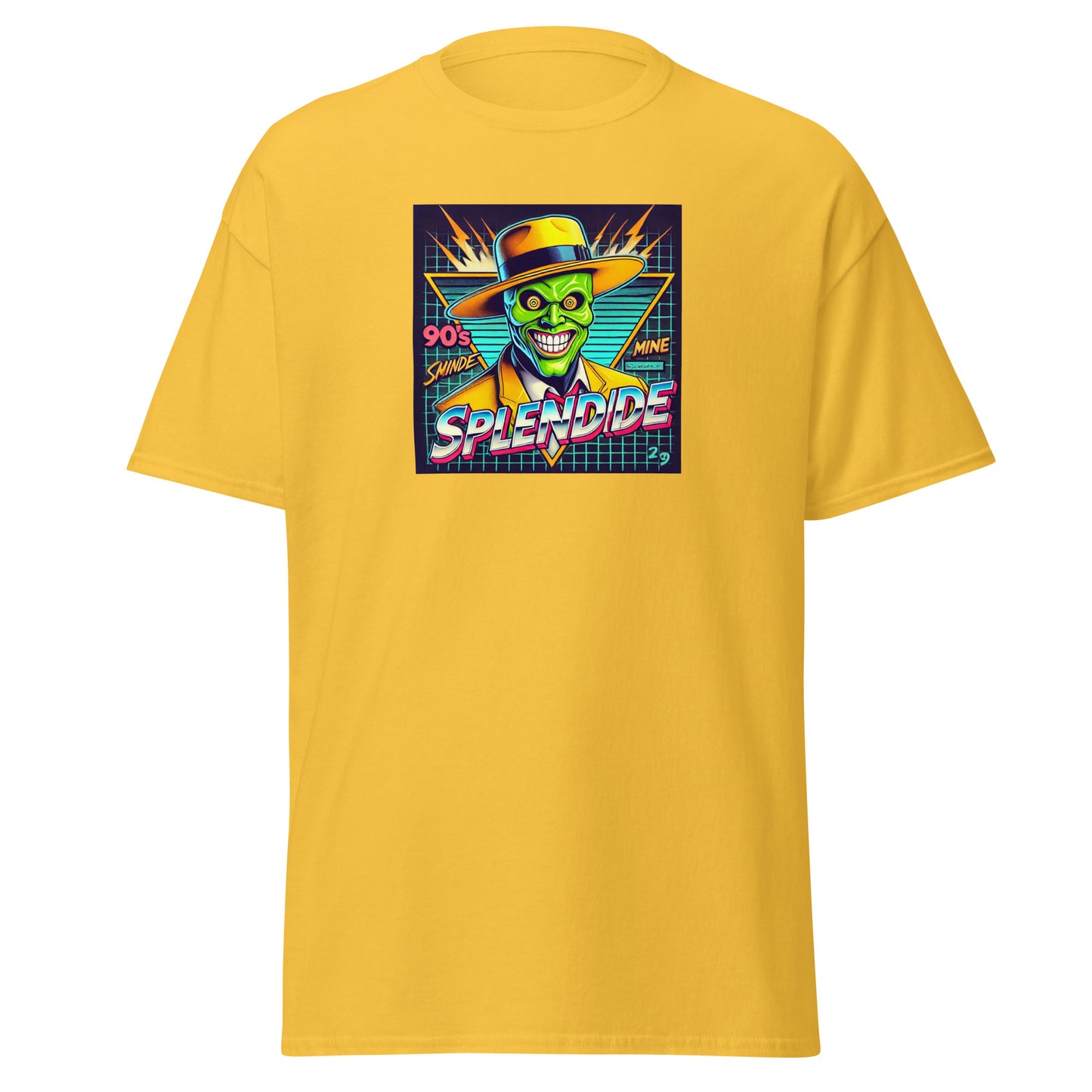 t-shirt jaune trickster style années 90 graphic tee couleurs vives unisexe — Throwback