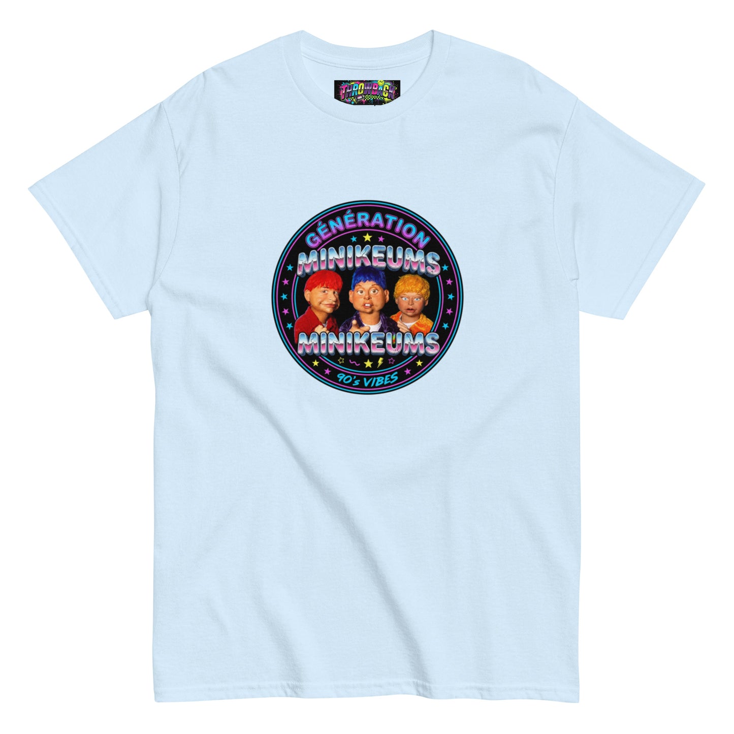 t-shirt bleu clair minikeums années 90 streetwear génération 90 — Throwback