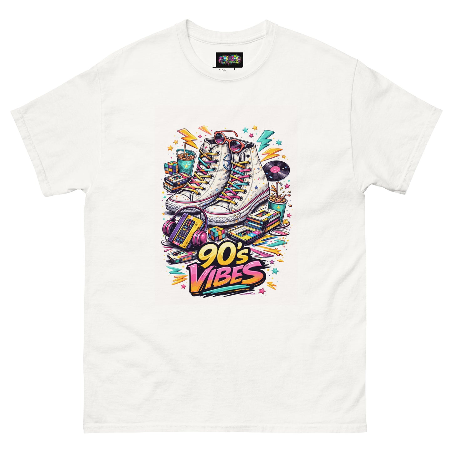 t-shirt blanc 90s vibes graphic nostalgique années 90 taille s m l xl — Throwback