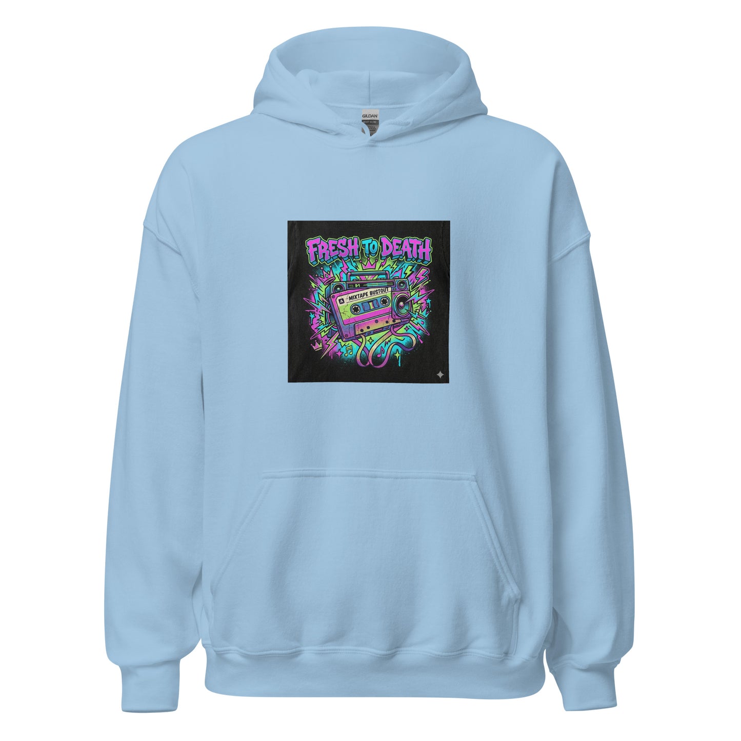 hoodie bleu clair fresh to death oversize rétro 90s unisexe — Throwback